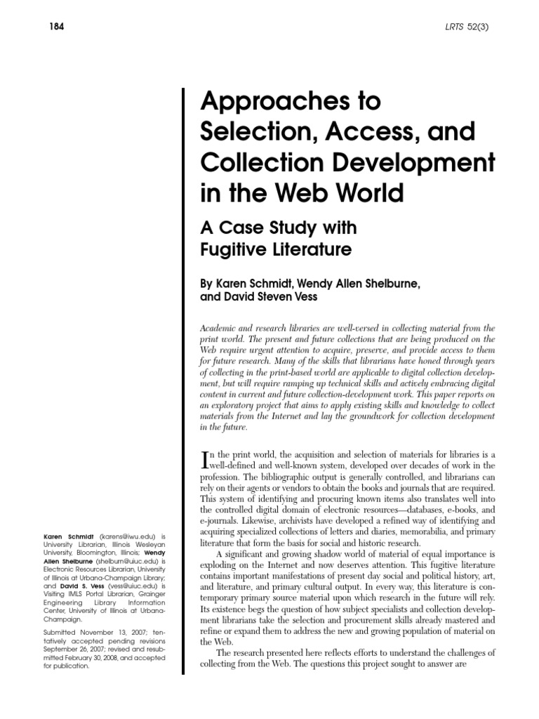 Collection Development | PDF | Preservation (Library And Archival ...