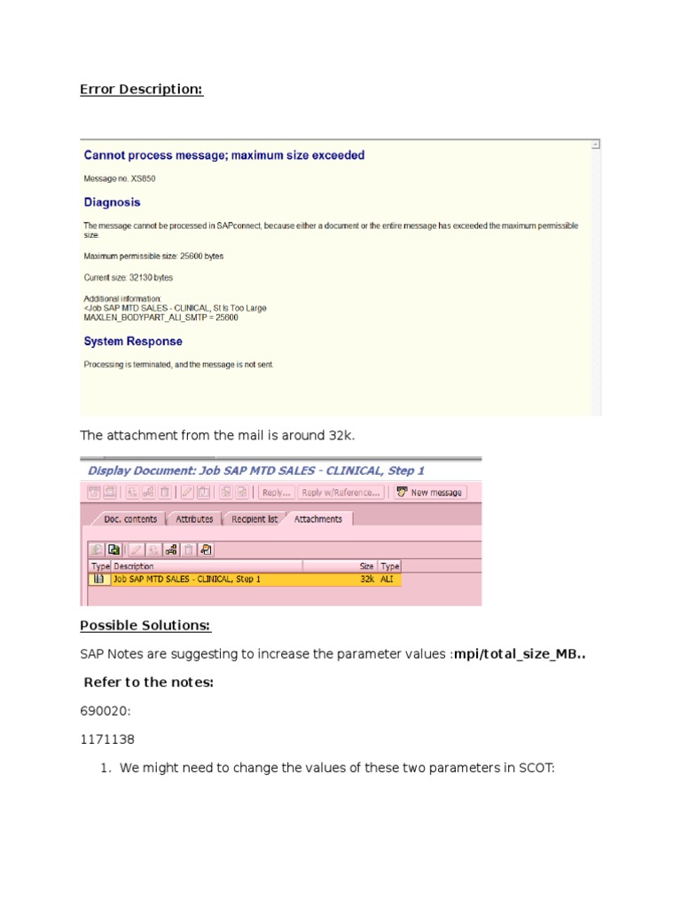 SAP SOST Attachment Size Solutions | PDF