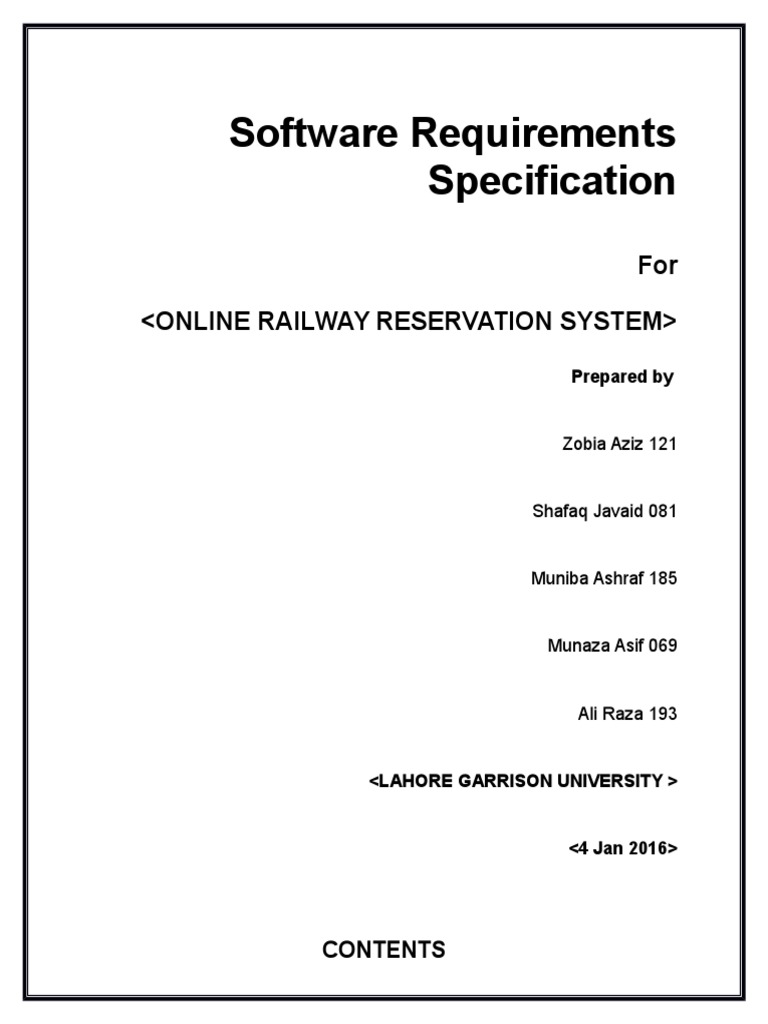 Online Railway Reservation System SRS | PDF | World Wide Web | Internet ...