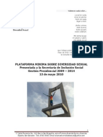 Plataforma Mínima Sobre Diversidad Sexual 2010 - 2014 El Salvador