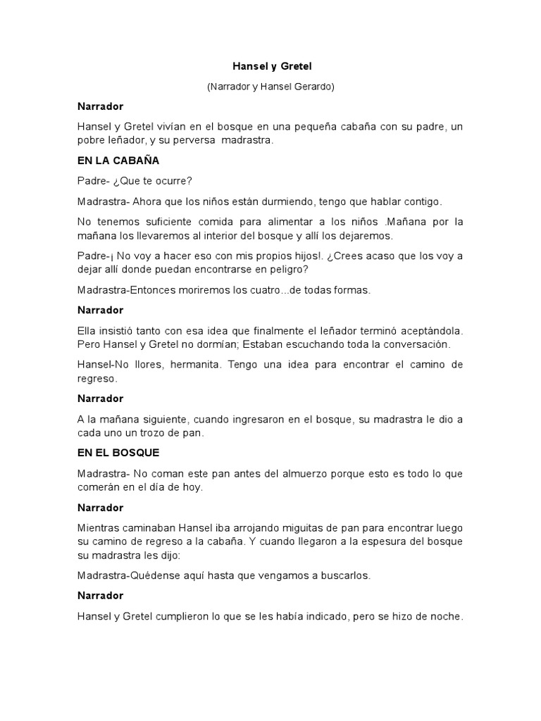Guion Hanselobras Conejhos Elguion Hansel y GretelGuion Hansel y GretelGuion Hansel y