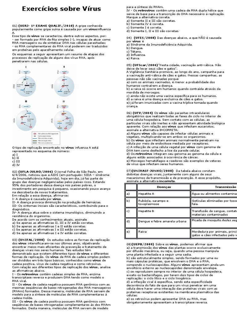 Exercicios de Virus | PDF