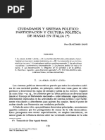 Ciudadanos y Sistema Político. Participación y Cultura Política de Masas en Italia (Giacomo Sani)