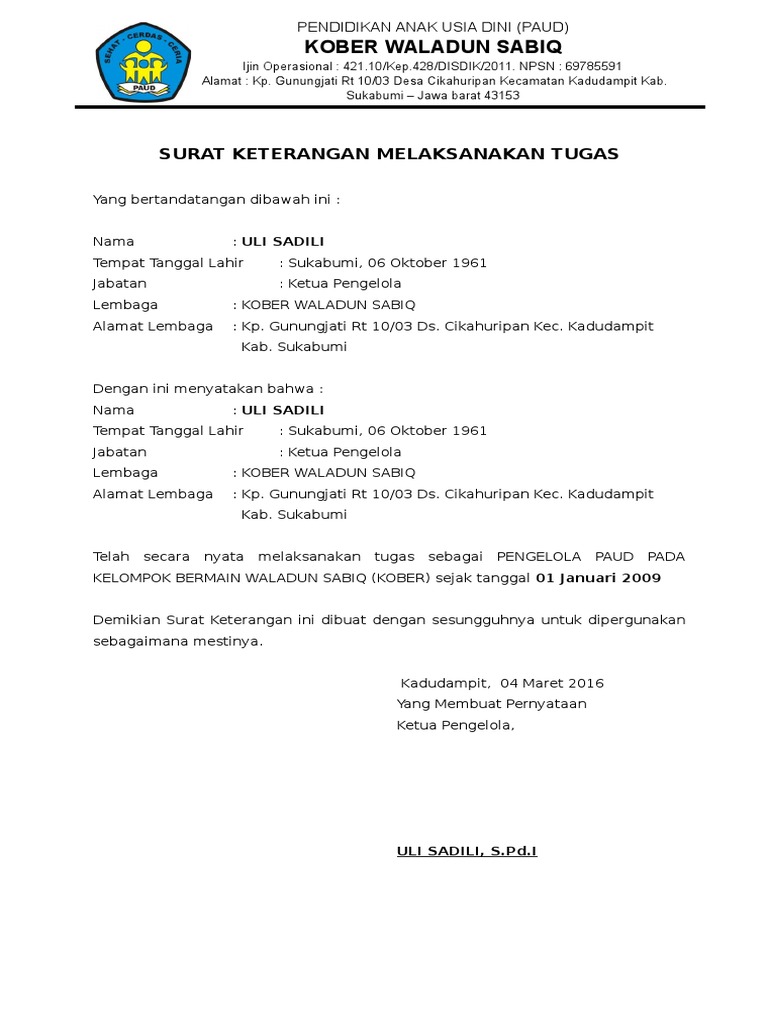 Format penugasan untuk anak usia dini untuk