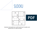 Instructions: Insert Number From 1 Until 6 Into The Board. No Number Can Be Repeated in Any Row, Column, and Region