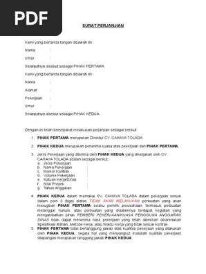 Contoh Surat Perjanjian Jam Nama Perusahaan Pdf
