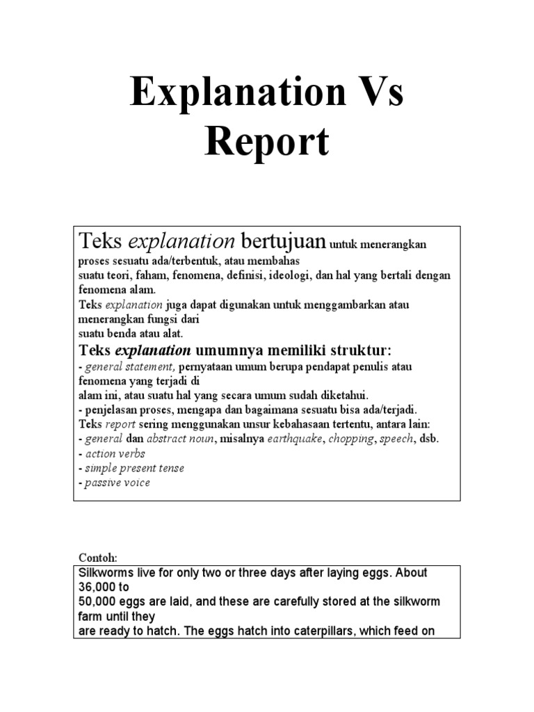 Explanation Vs Report | PDF | Kepompong | Sutra