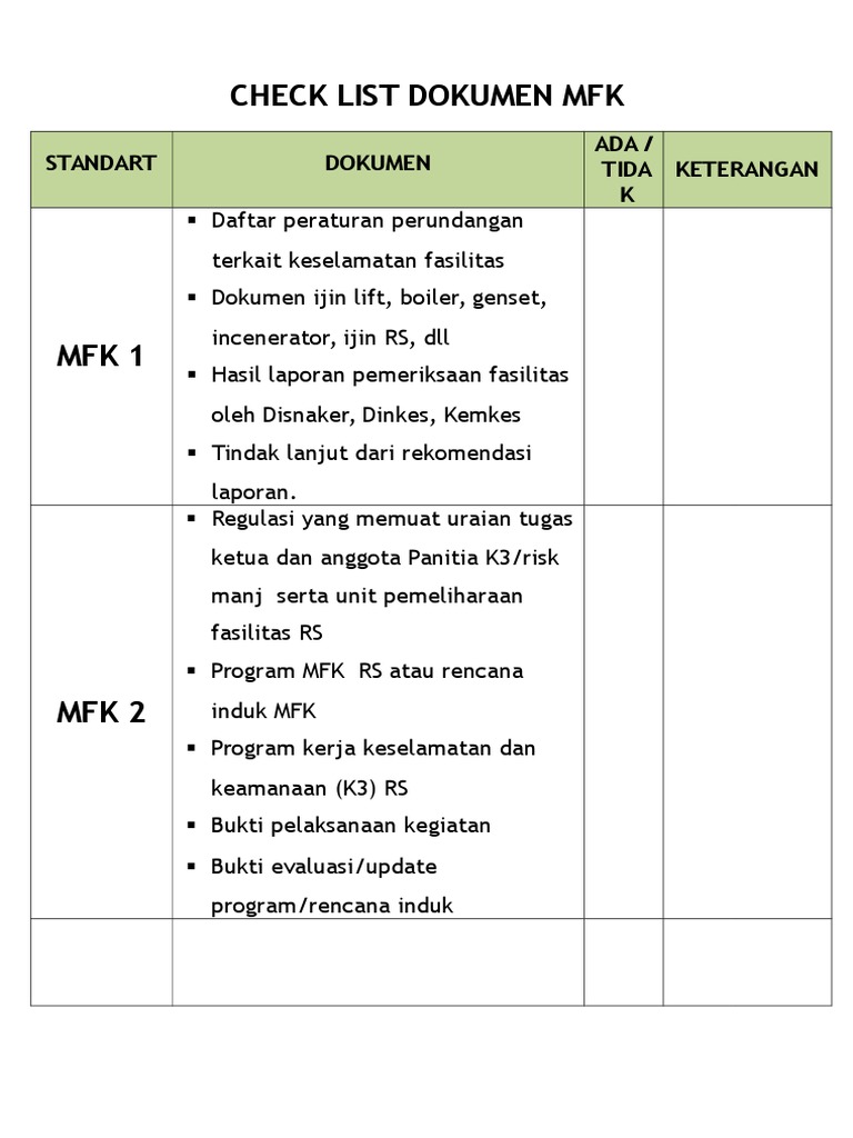 Pedoman Program MFK Rumah Sakit | PDF