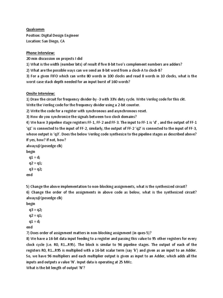 Qualcomm VLSI Interview Insights | PDF | Electrical Circuits | Electricity