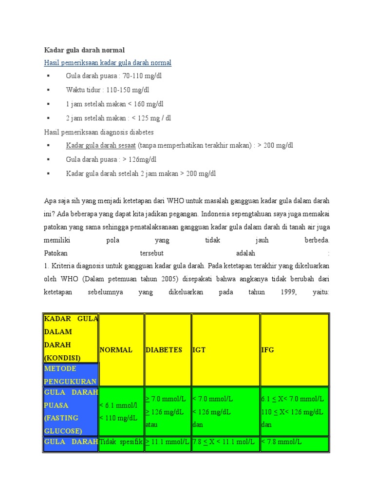 bacaan gula dalam darah normal
