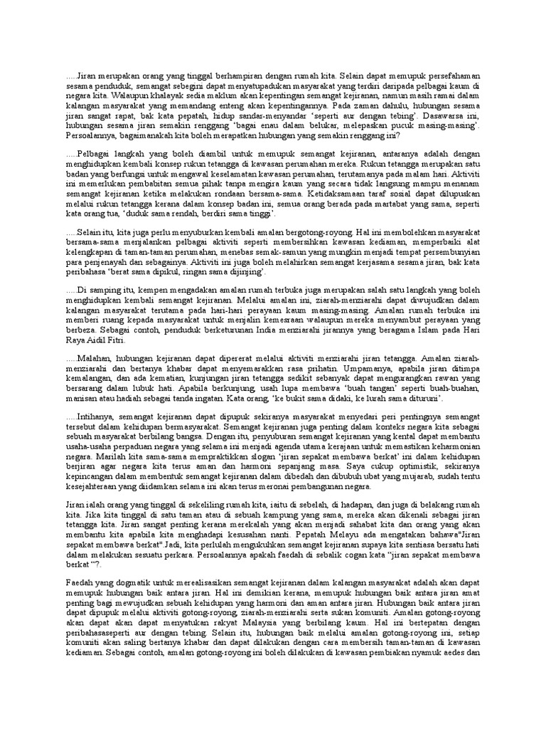 Jiran Merupakan Orang Yang Tinggal Berhampiran Dengan Rumah Kita Pdf