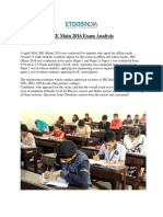 JEE Main 2016 Exam Analysis PDF