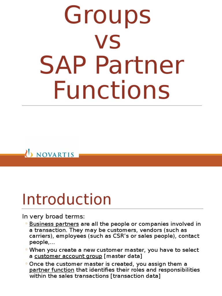 SAP Customer Account Groups Vs SAP Partner Functions PDF Invoice