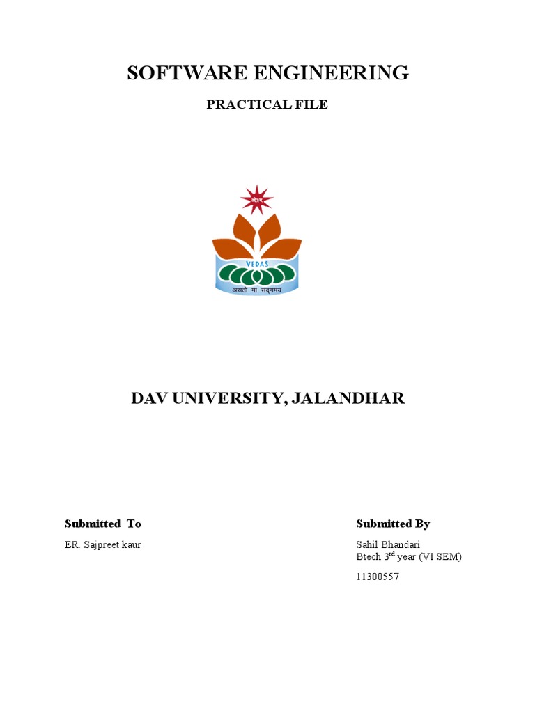 DAV University Software Engineering File | PDF