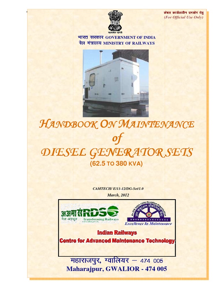 Diesel Generator Maintenance Handbook | PDF | Technology & Engineering