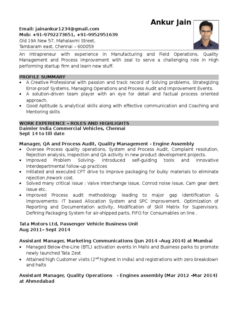 Quality Assurance Resume Sample Quality Assurance Business Process