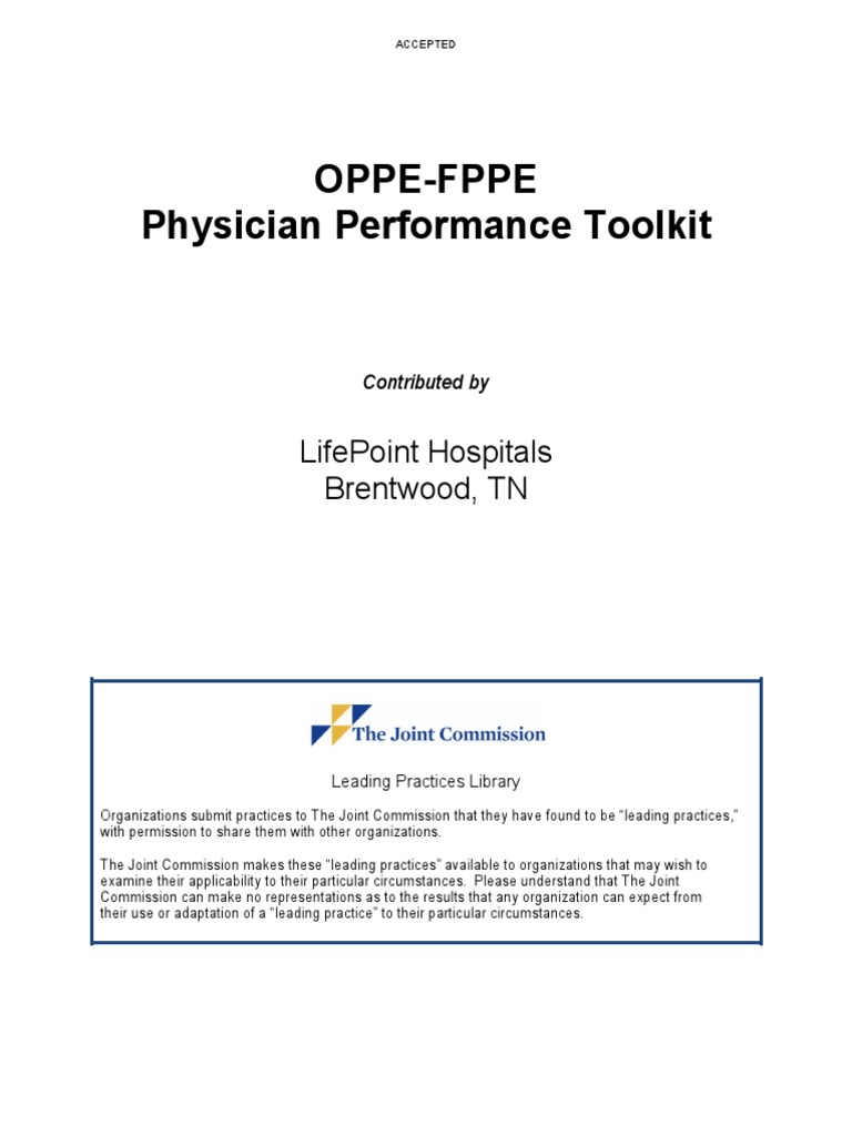 OPPE-FPPE Physician Performance Toolkit | PDF | Competence (Human ...