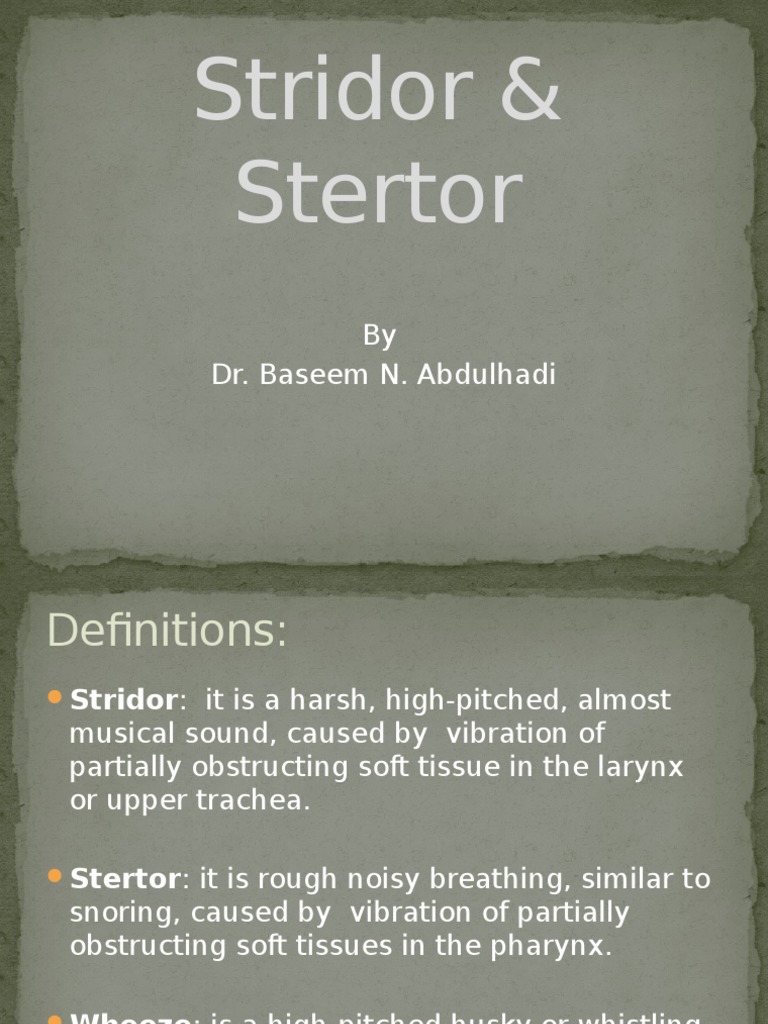 27 Stridor And Stertor Pdf Respiratory Diseases Otorhinolaryngology