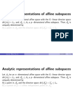 Analytic Representations of Affine Subspaces: A) A Point in A and The Director Space Dir (A) L L