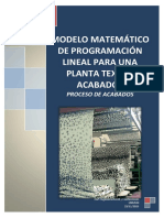 Modelo Matematico de Programación Lineal Para Una Planta Textil-proceso Acabados -2015