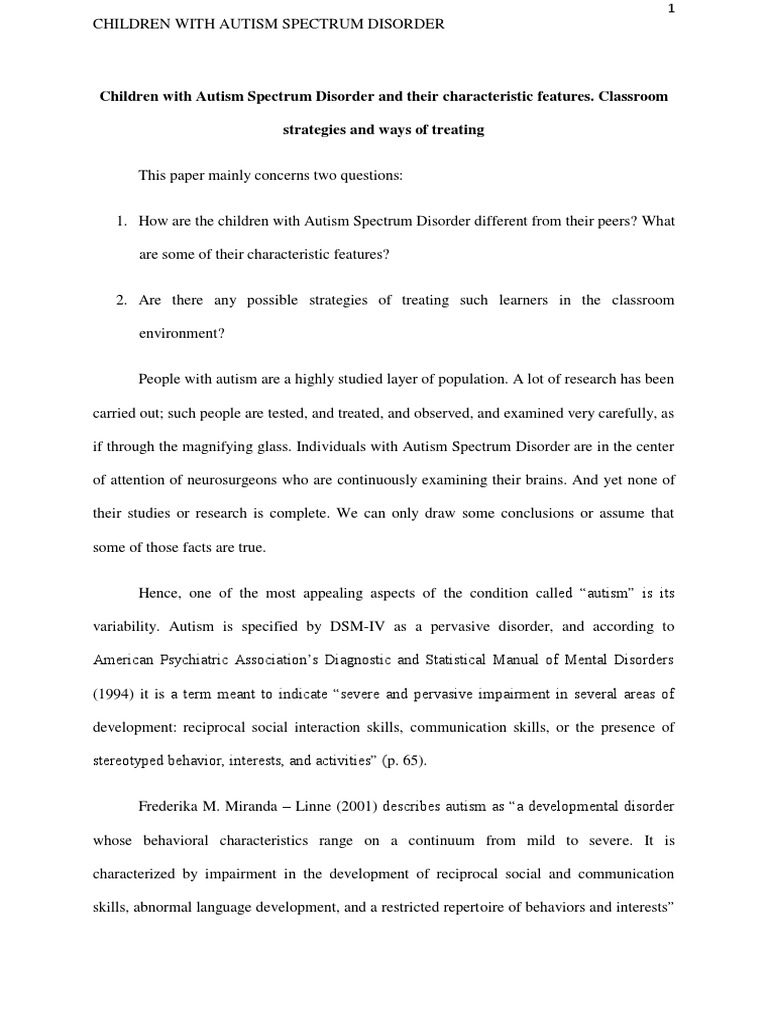 Term papers on autism