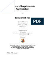 Software Requirements Specification: Restaurant Pro