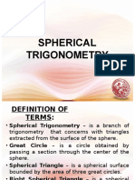 Spherical Trigonometry Definitions and Formulas