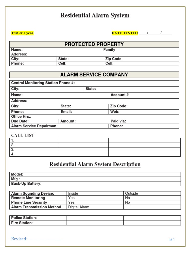 Residential Alarm System Monitoring Form | PDF | Law