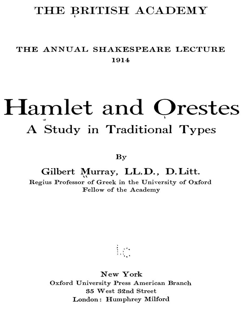 Hamlet and Orestes 1000119706 PDF