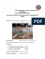 (DETERMINACIÓN DEL CO2 PRESENTE EN UNA MUESTRA DE AGUA POR EL MÉTODO DE TITULACIÓN VOLUMÉTRICA) Química Analítica (Laboratorio #4)