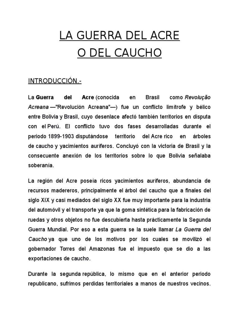 La Guerra Del Acre 2 Bolivia Agitación