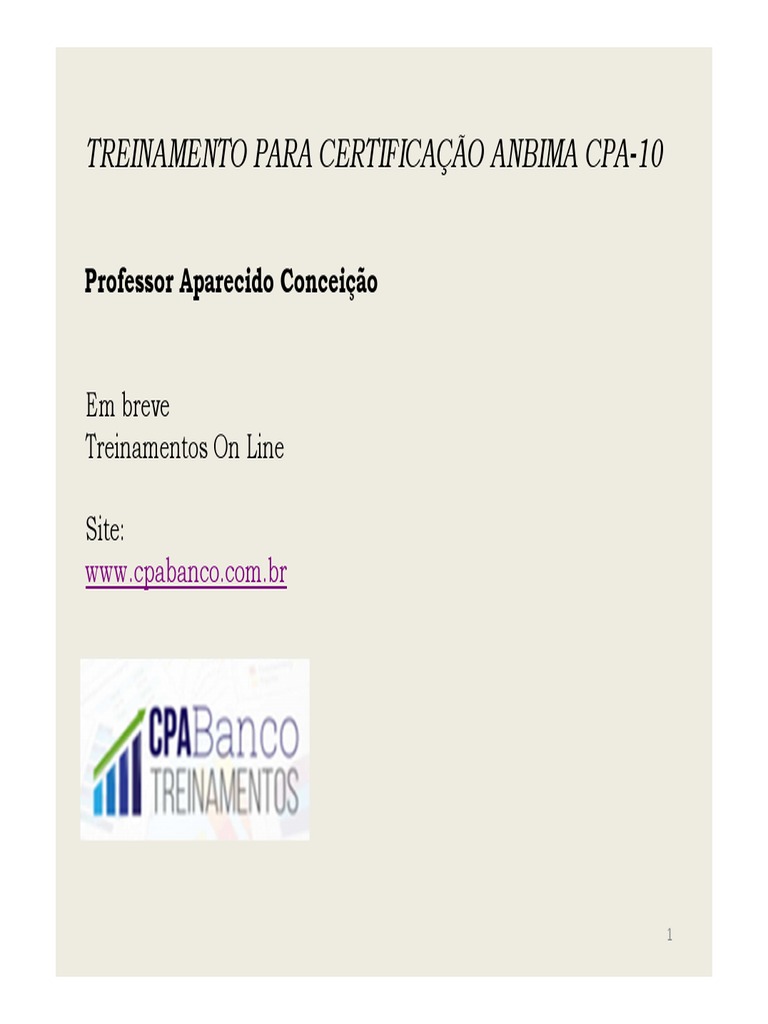 Anbima Cpa-10 - Professor Aparecido Conceição, PDF, Título corporativo