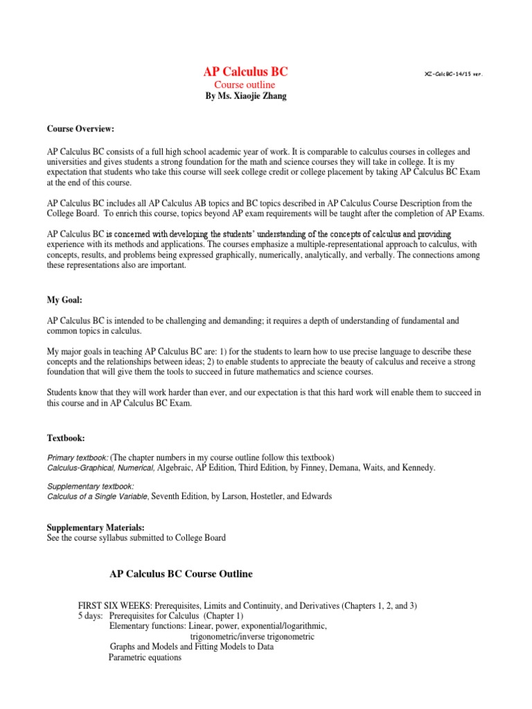 AP Calculus BC Course Guide | PDF | Integral | Differential Calculus