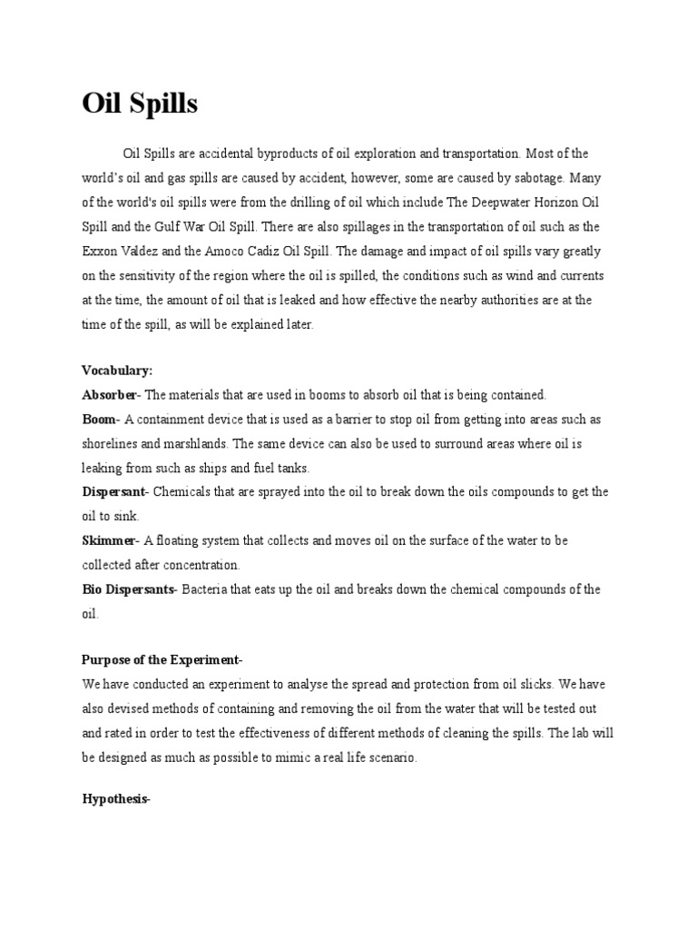 oilspilllabreport Oil Spill Petroleum Free 30day Trial Scribd