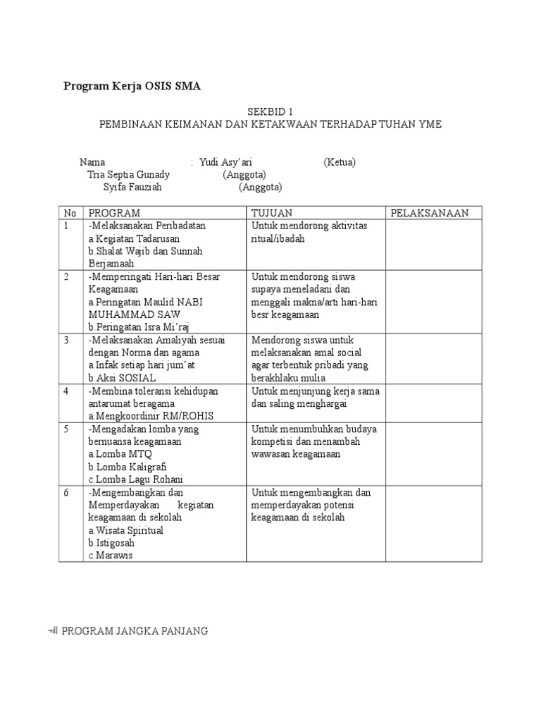 Program Kerja Osis Sma