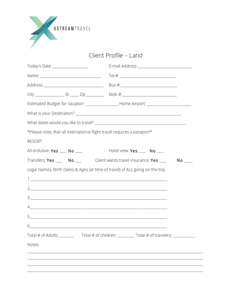 Client Profile for Travel Planning | PDF | Finance & Money Management
