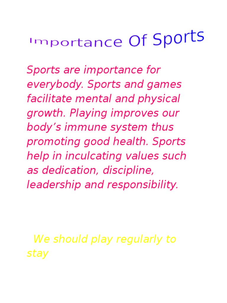 Importance of Sports for Health and Growth | PDF | Career & Growth
