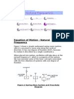 Equation of Motion: Natural Frequency: Figure 2 Spring-Mass System and Free-Body Diagram