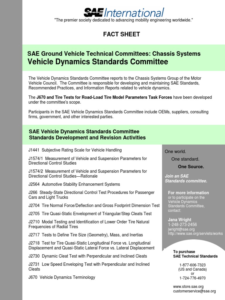 SAE Vehicle Dynamics Standards Overview | PDF
