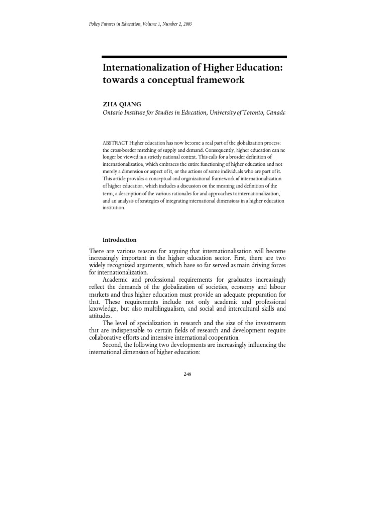 Framework for Higher Education Internationalization | PDF | Cross ...