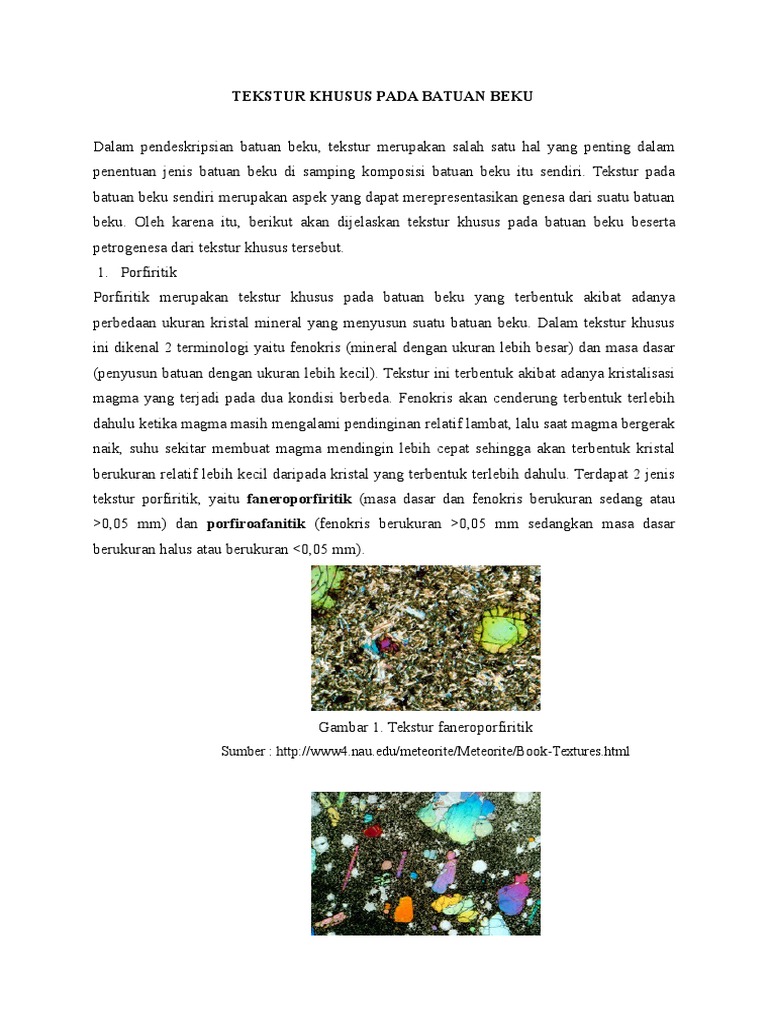 Tekstur Khusus Pada Batuan Beku | PDF