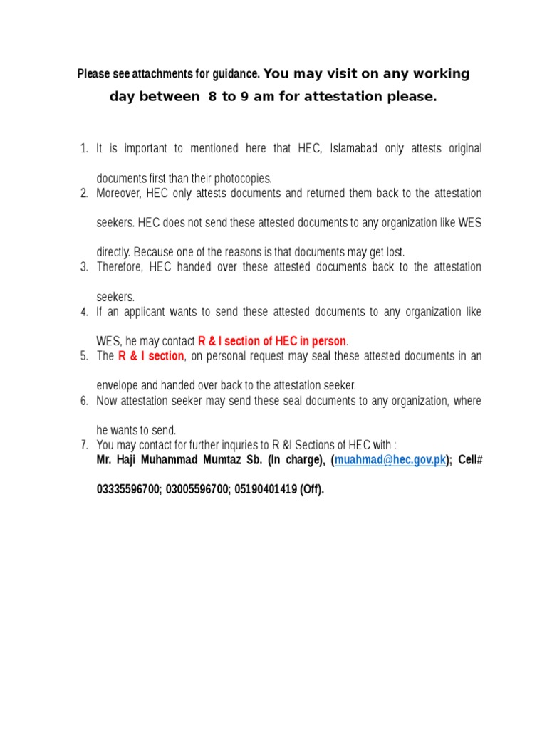 HEC Document Attestation Process Guide | PDF | Career & Growth ...
