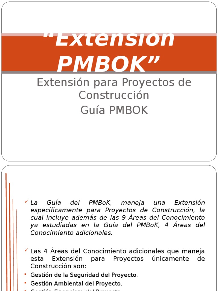 Extensión para Proyectos de Construcción de La Guía PMBOK | PDF ...