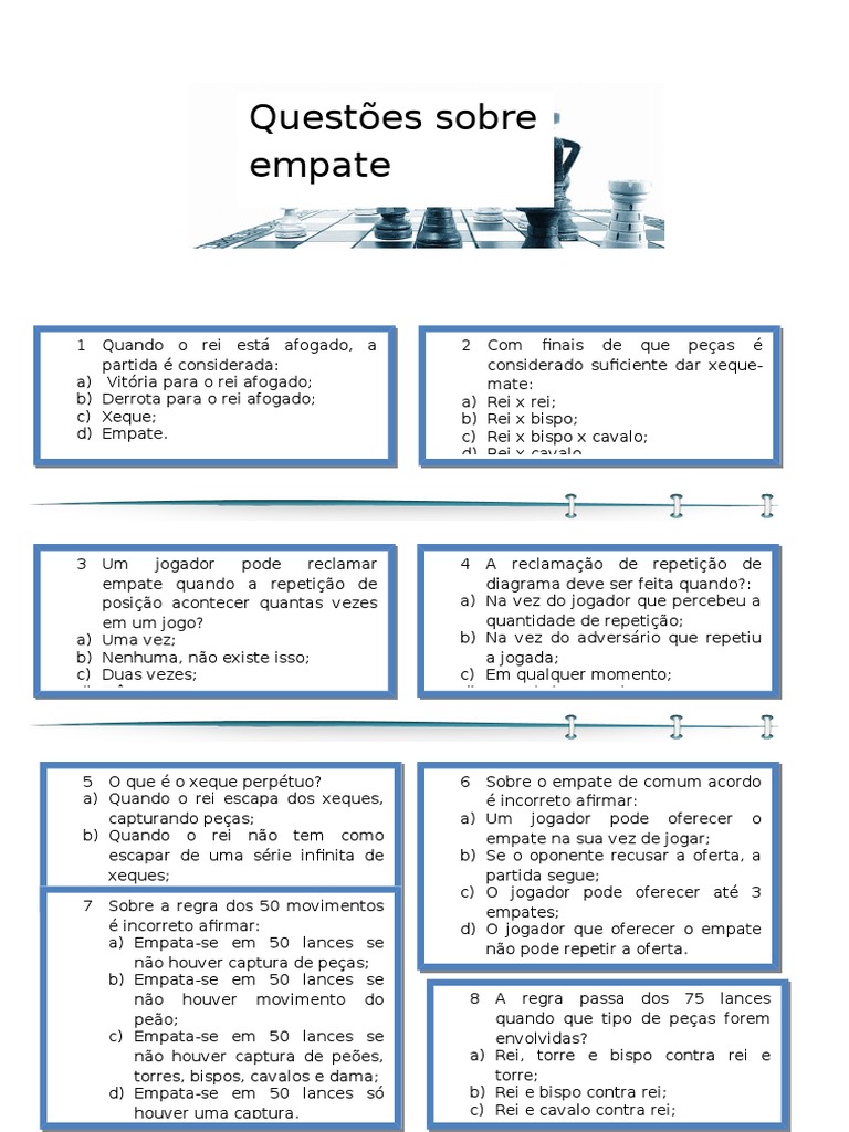 Atividades Sobre Empate, PDF, Jogos de tabuleiro tradicionais