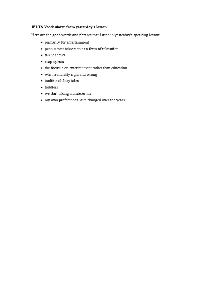 Essential IELTS Vocabulary for Speaking | PDF | Language Arts & Discipline