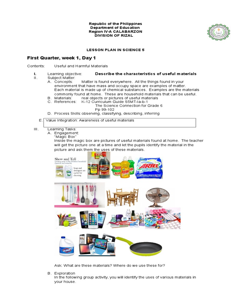 GRADE 5 SCIENCE Lesson Plan- Compilation.docx | Lesson Plan | Housekeeping