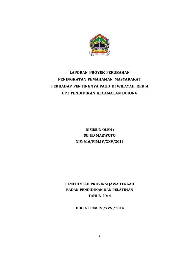 Laporan Proyek Perubahan Diklat Pim Iv
