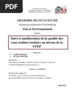 Suivi Et Amélioration de La Qualité Des Eaux Traitées Tertiaire Au Niveau de La STEP Marrakech