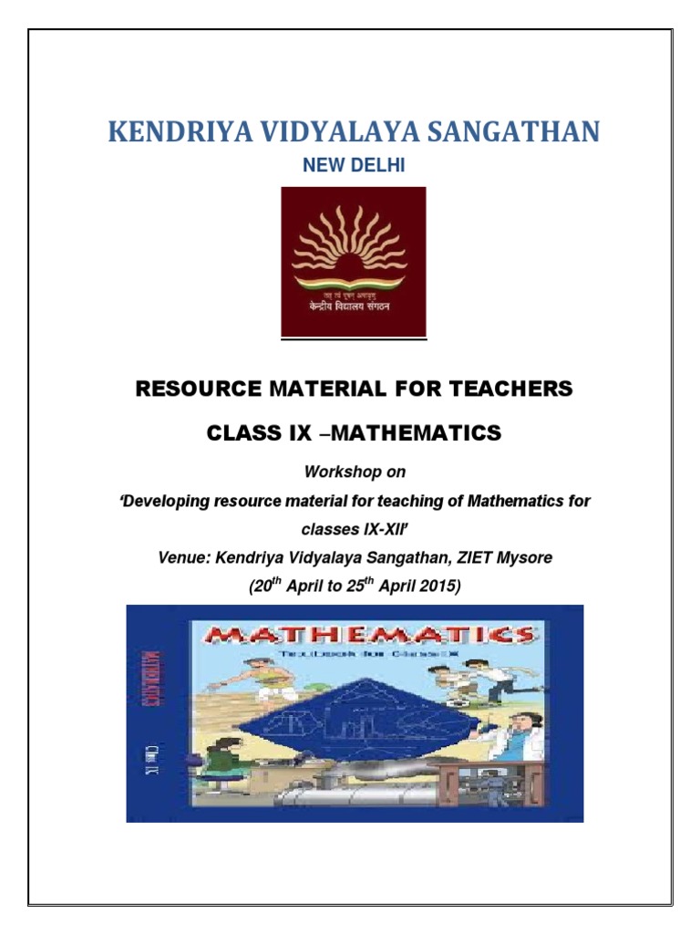 Mathematics Resource Material For Class 9 | PDF | Educational ...
