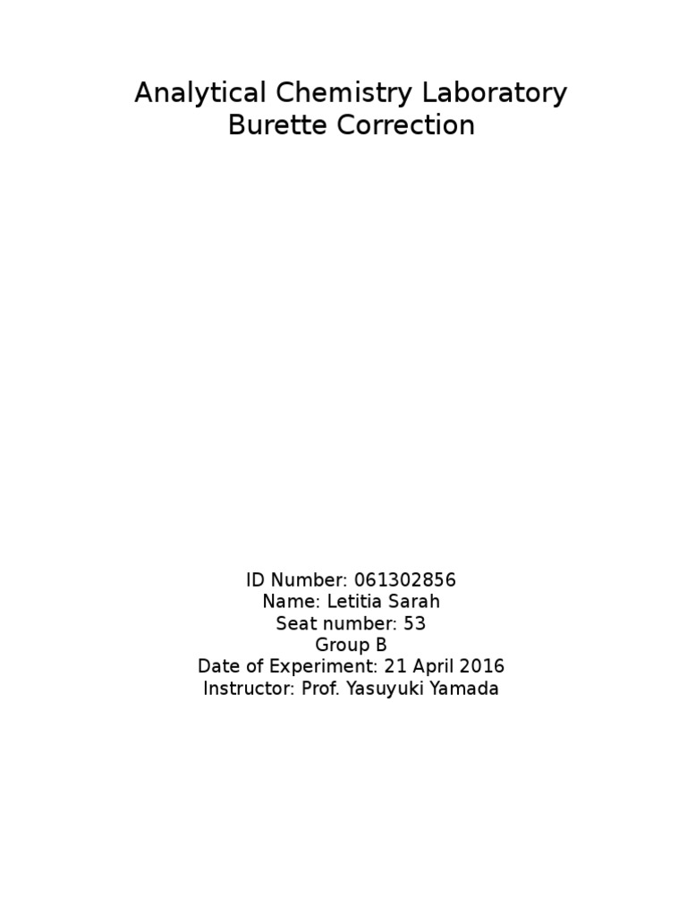 Burette Correction PDF Calibration Student's T Test